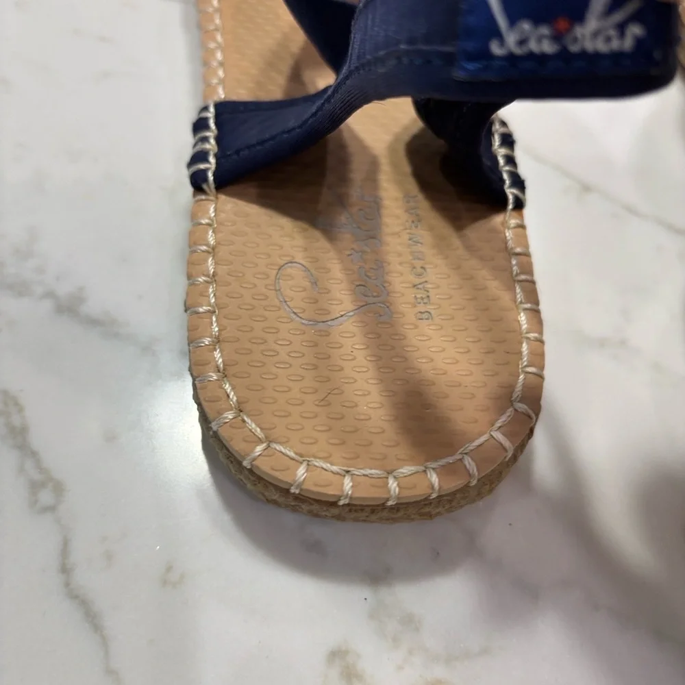 Navy Espadrille Slingback Flats with Crisscross Straps